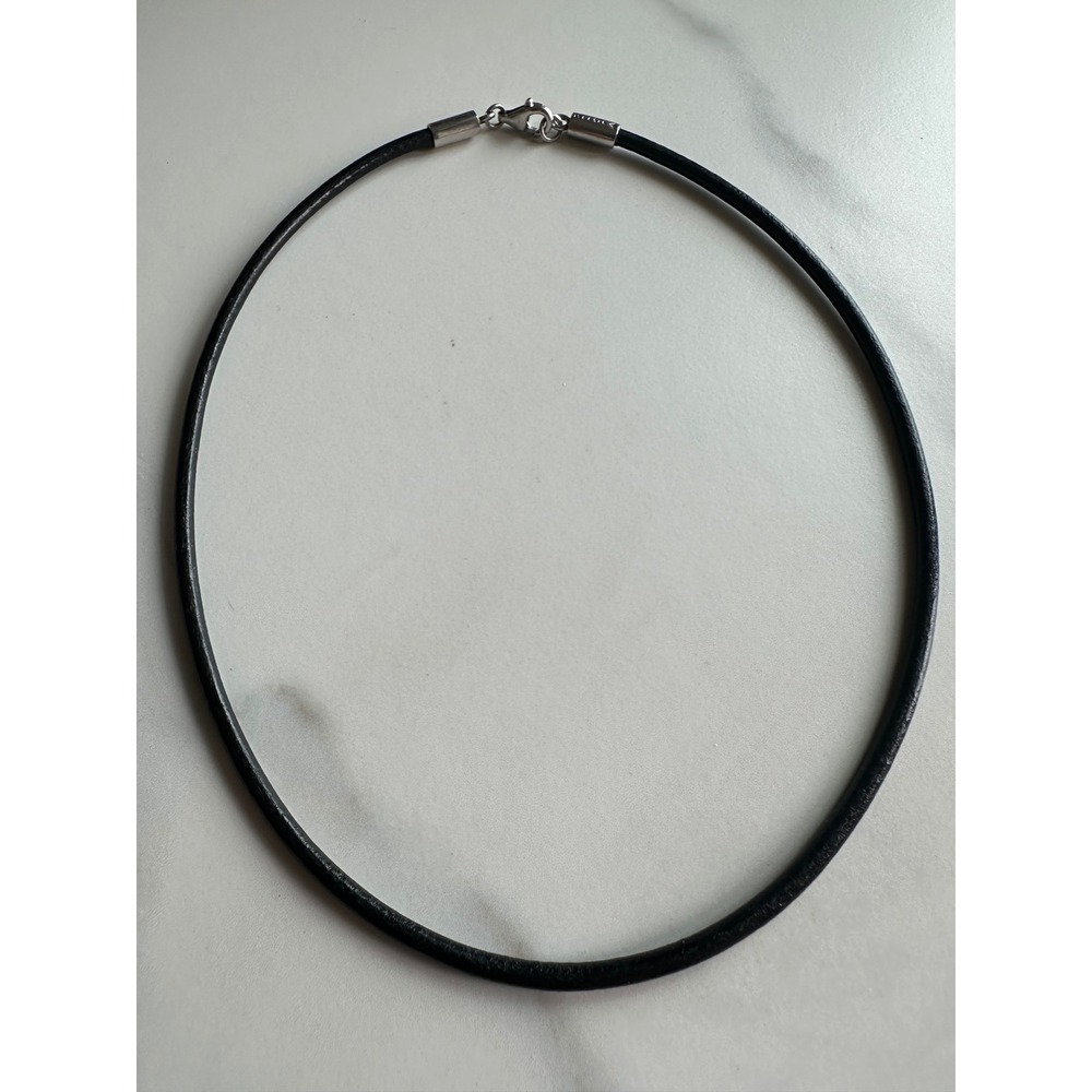 Silpada 925 Sterling Silver Black Leather Cord Necklace 16.5 Inch Choker Thai